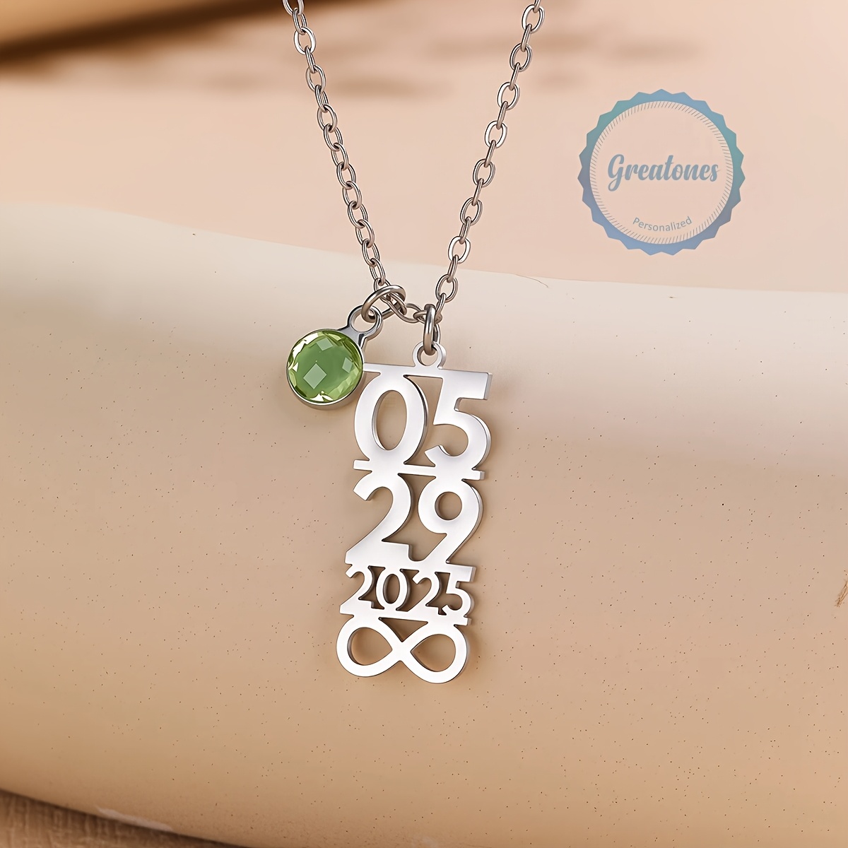Personalized Infinity Date Pendant Necklace, Custom Anniversary Gift
